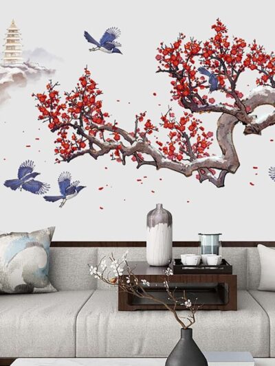 Bamboo Leaves Birds Wall Sticker Decals