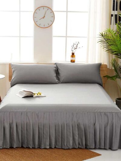 Solid Color Polyester Bedspread Fitted Sheet Cover Soft Non-Slip