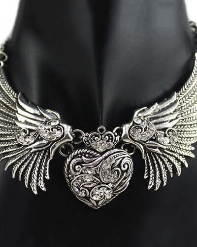 HOT SALES!!! Fashion Women's Rhinestone Heart Angel Wings Statement Necklace Jewelry