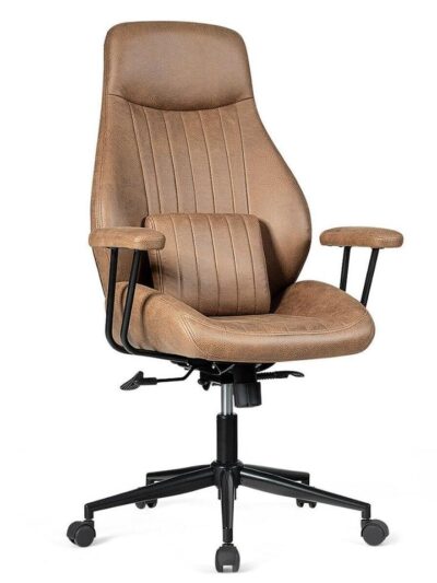 Ergonomic High Back Office Chair Adjustable Suede Fabric w/ Lumbar Support