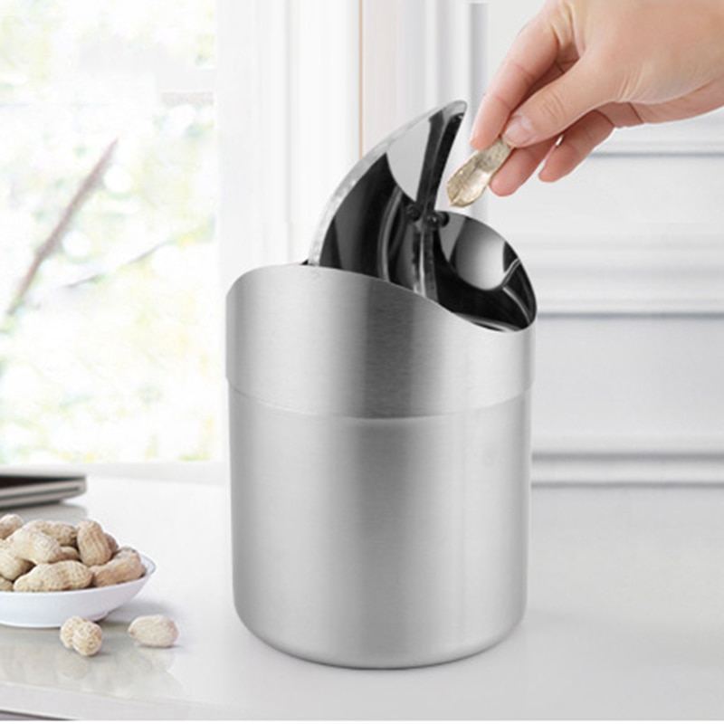 Stainless Steel Mini Trash With Swing Top Lid - Image 4
