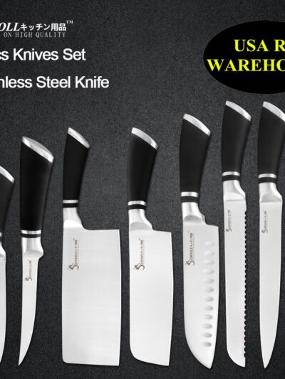 Xyj Stainless Steel Kitchen Knives Set/Sharp Blade ABS+TPR Handle Knife Chopping Slicing Meat Fish Filleting