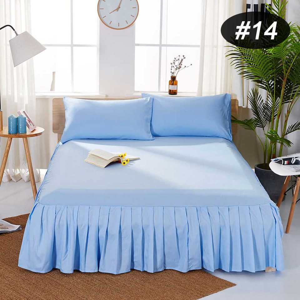 Solid Color Polyester Bedspread Fitted Sheet Cover Soft Non-Slip - Image 3