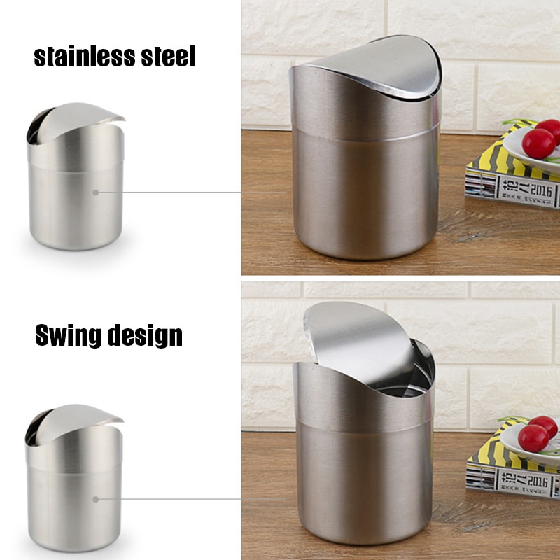 Stainless Steel Mini Trash With Swing Top Lid - Image 9