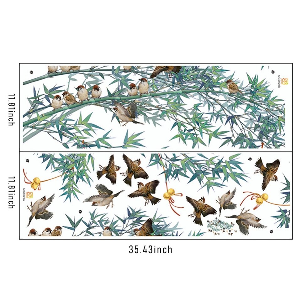 Bamboo Leaves Birds Wall Sticker Decals - Image 2