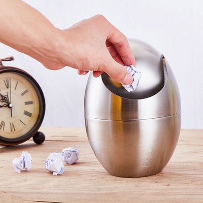 1PCS Mini Trash Can 304 stainless steel Table Desktop Garbage