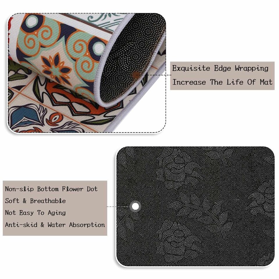 Bohemia Kitchen Mat Anti-slip Modern Area Rugs Living Room Balcony Bathroom Carpet Set Doormat Bath Mat Washable 40x60+40x120cm - Image 12