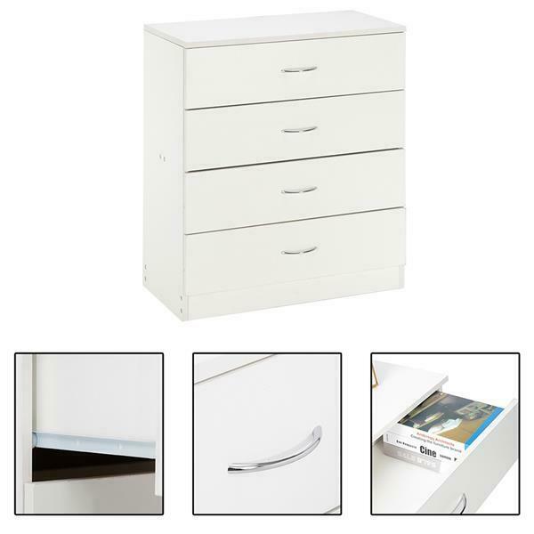 MDF Wood Simple 4-Drawer Dresser White - Image 6