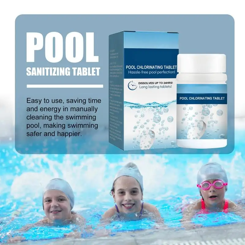 Chlorine Tablets For Pool 100Pcs/Box Swimming Pool Foaming Clarifier Ion Pills Chlorine - Image 3