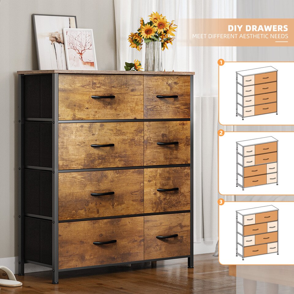 EnHomee 2.5/5mm Bedroom wooden Dresser Storage Cabinet with 8 Drawers - Image 4
