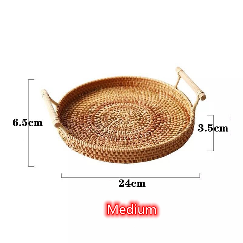 Hand-woven Rattan Wicker Basket Fruit Tea Snack Bread Cosmetic Rectangular Storage Box Household Kitchen Supplies - Image 11