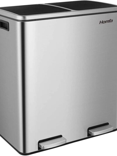 Trash Can Home Zone Living 60 Liter Stainless Steel Dual Compartment