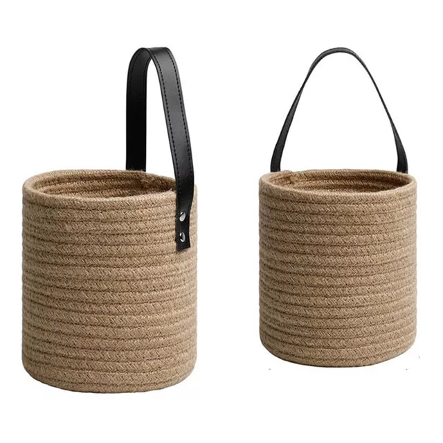 2pcs Natural Cotton Rope Hanging Jute Wicker Basket For Plants or whatever you fancy - Image 7