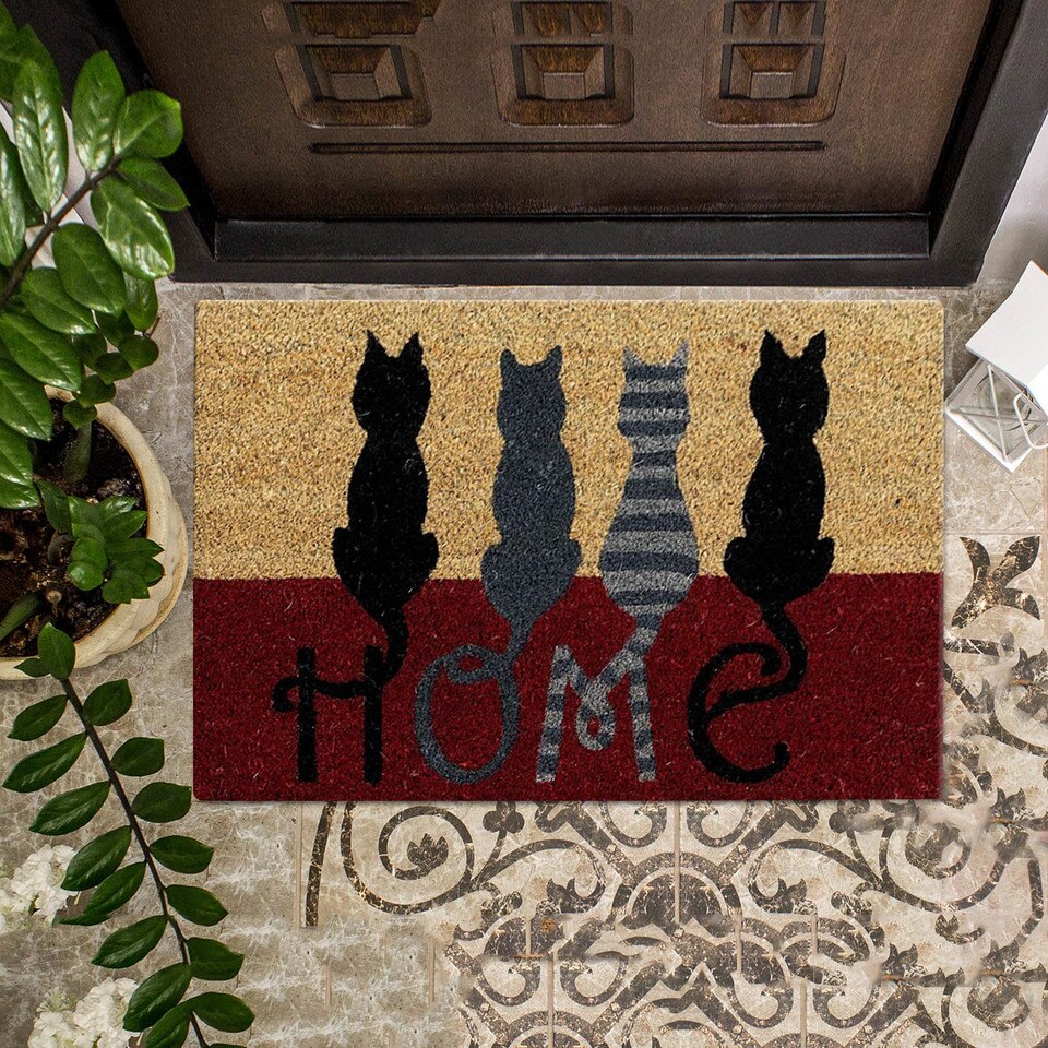 Lovely Welcome Doormat Entrance Mat Hallway Dog Cats Animal Print Anti-Slip