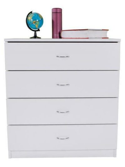MDF Wood Simple 4-Drawer Dresser White