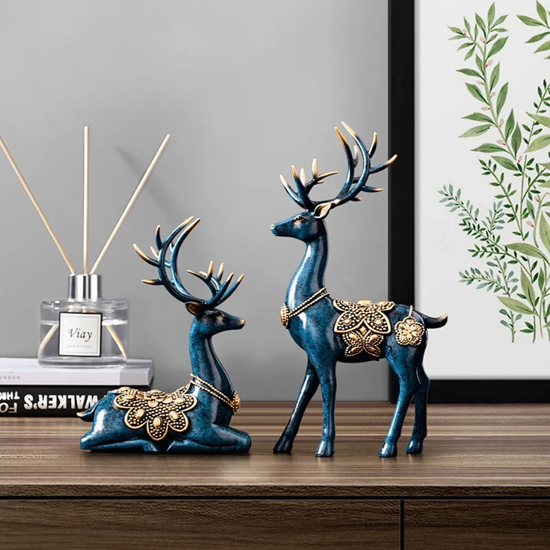 Luxury Large Deer Resin Sculpture Desktop Book Nook Home Office Art Decoration Figurines Vintage Living Room Decoration - Image 4