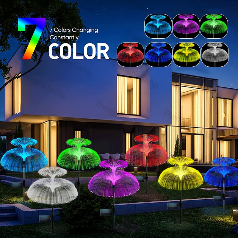 6/3/1Pcs Led 7Colors Solar Garden Lights Outdoor Waterproof Lawn Lights Fiber Optic - Image 7