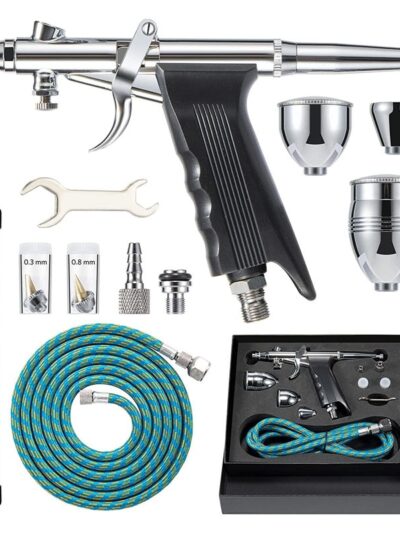 Dual-Action Airbrush Spray Gun Kit with Accessories