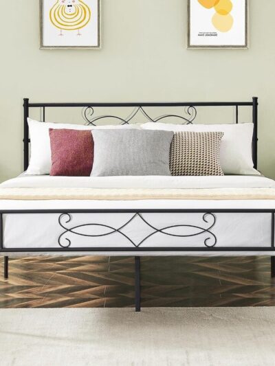 Full Size Bed Frame Metal Platform/Mattress Foundation with headboard Footboard/Steel Slat