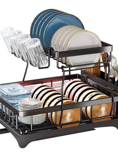 Dish Drying Rack 2 Tier And Rust Proof Dish Organizer