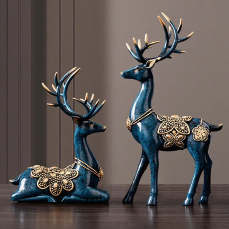 Luxury Large Deer Resin Sculpture Desktop Book Nook Home Office Art Decoration Figurines Vintage Living Room Decoration - Image 2