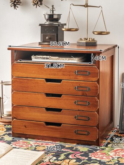 Manual Vintage Wooden Multi Drawer File Cabinets