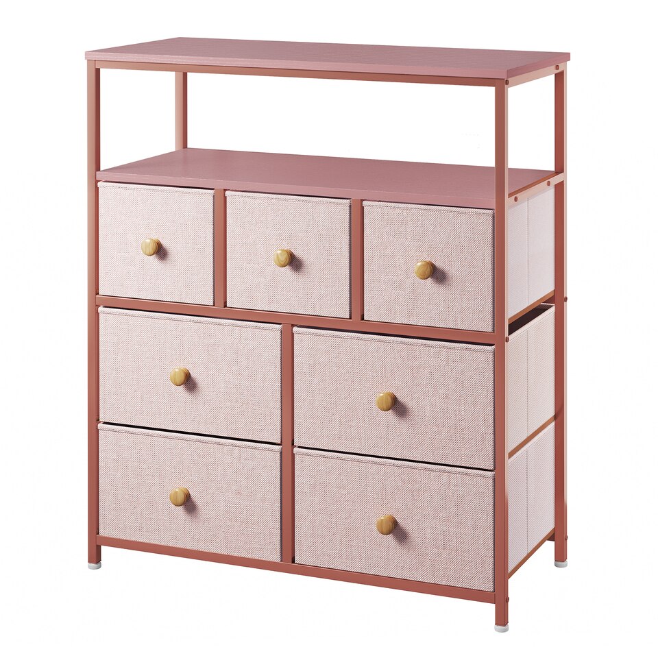 EnHomee Pink Dressers for Bedroom 7 Drawers for Clothes wooden Shelves Anti-tipping - Image 3