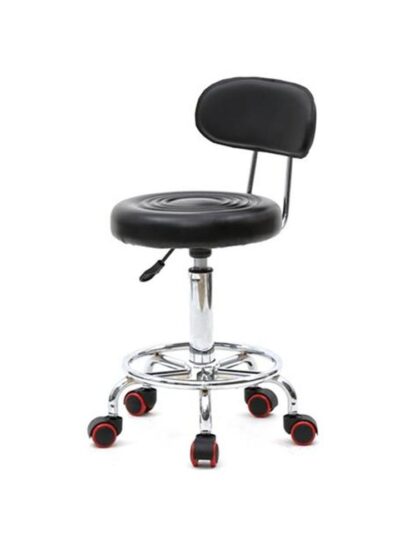 US Ready Stock Rolling  Swivel Pu  Leather Salon Stool Chair With Back Support For Office