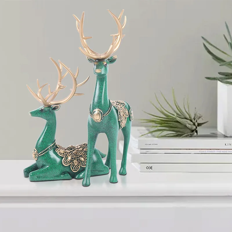Luxury Large Deer Resin Sculpture Desktop Book Nook Home Office Art Decoration Figurines Vintage Living Room Decoration - Image 3