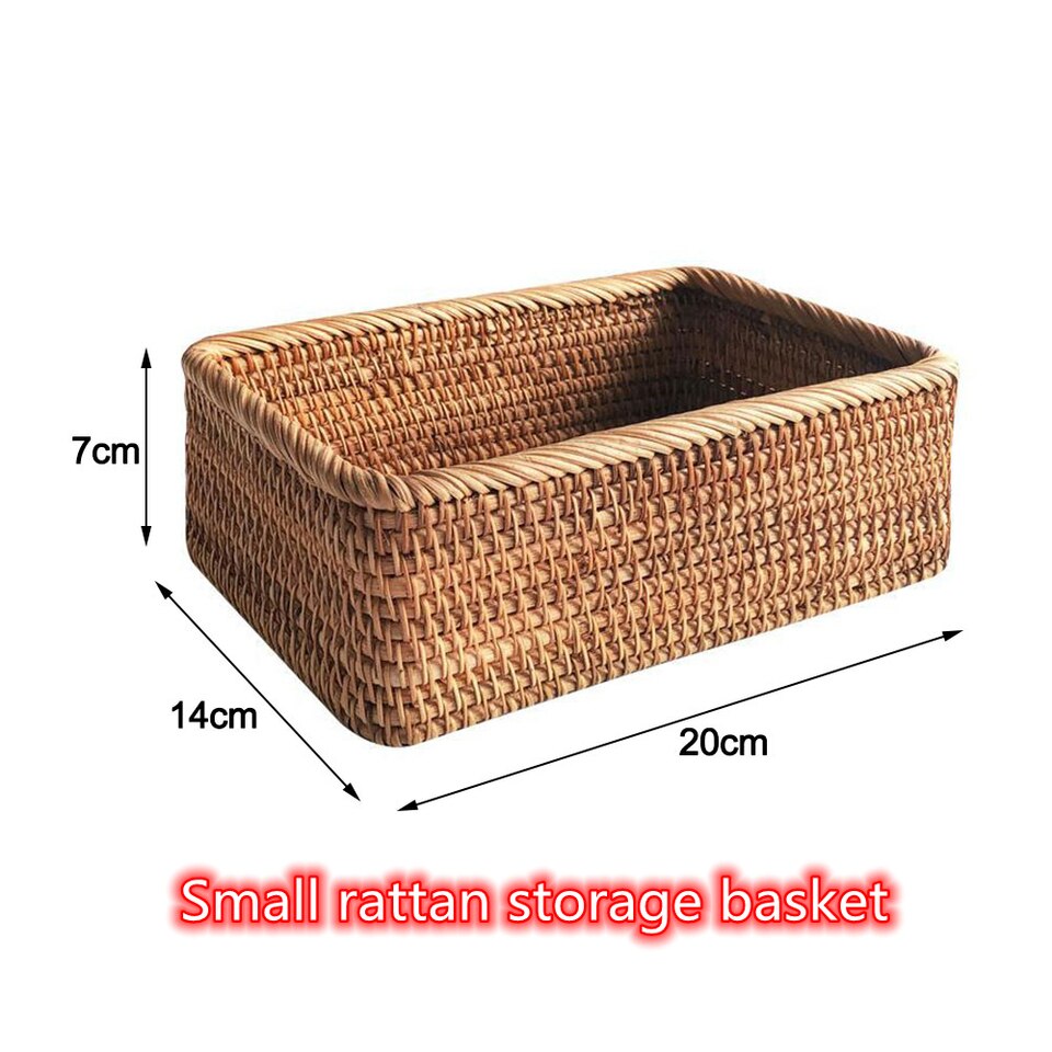 Hand-woven Rattan Wicker Basket Fruit Tea Snack Bread Cosmetic Rectangular Storage Box Household Kitchen Supplies - Image 10