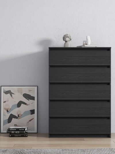 5-drawer  Dresser on Metal Slides Night Stands in Black Woodgrainvisit the Home Square Store 27.93" W x16.53" Dx43.9" H