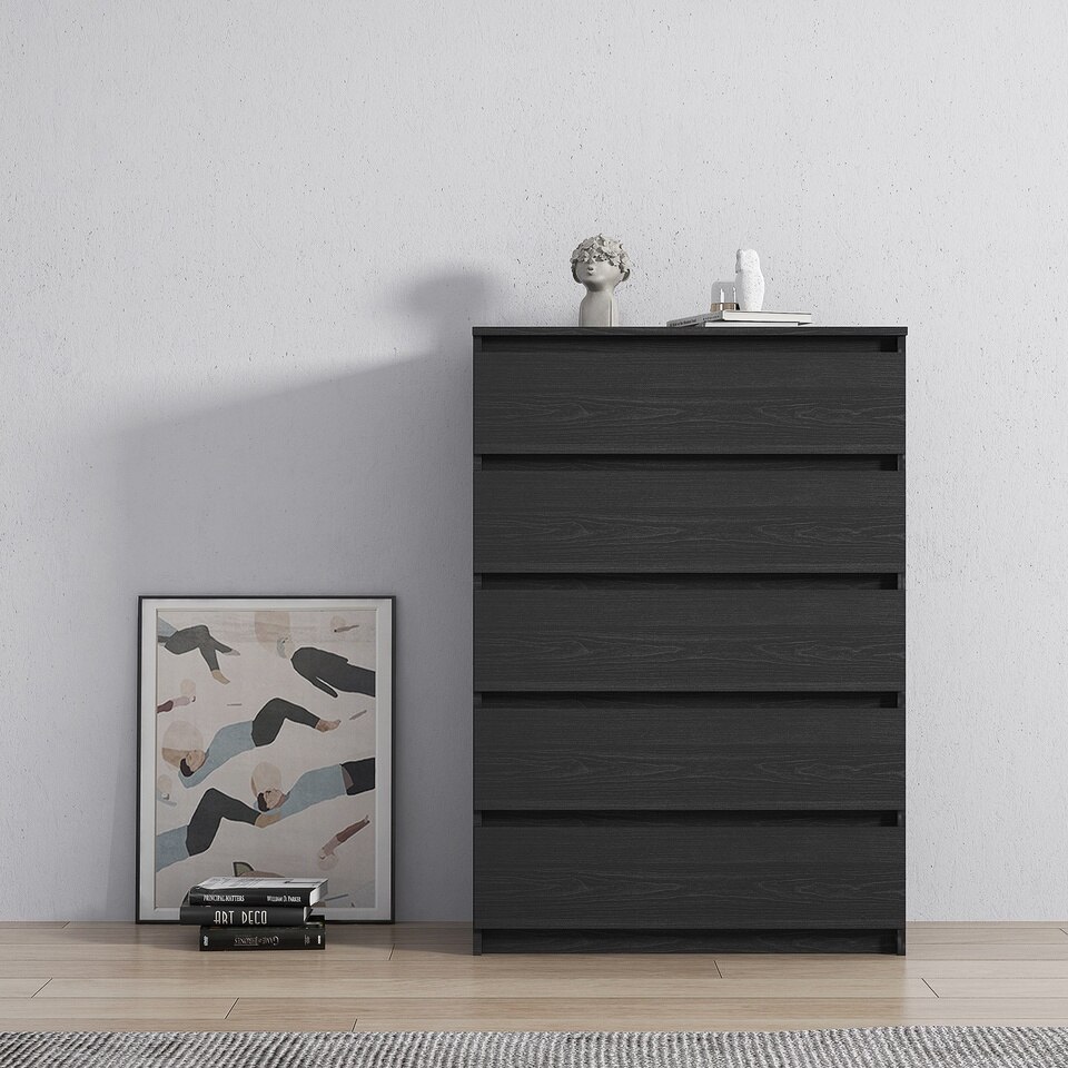 5-drawer Dresser on Metal Slides Night Stands in Black Woodgrainvisit the Home Square Store 27.93" W x16.53" Dx43.9" H