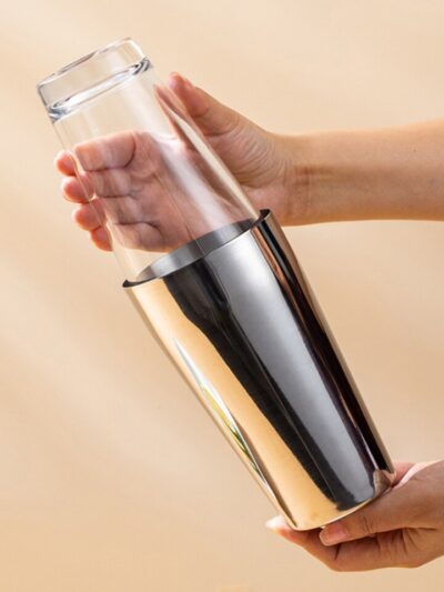 New 700ML Stainless Steel Boston Cocktail Shaker With 400ML Glass Cup