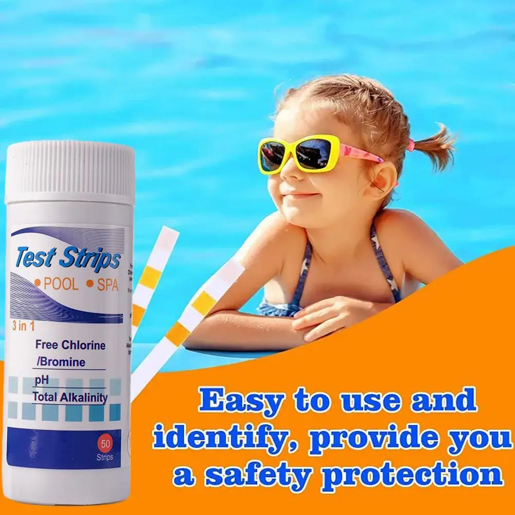 50pc Chlorine PH Test Strips SPA Swimming Pool Water Tester Paper Residual Chlorine PH Value Alkalinity Hardness Test Strip 3in1 - Image 6
