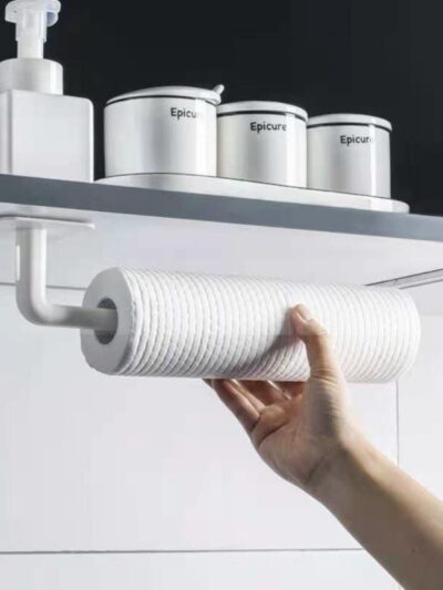 Paper Towel Holder Wall Mounted Hooks Kitchen Storage Organizer