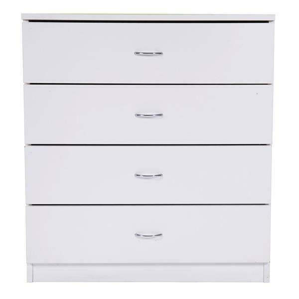 MDF Wood Simple 4-Drawer Dresser White - Image 4