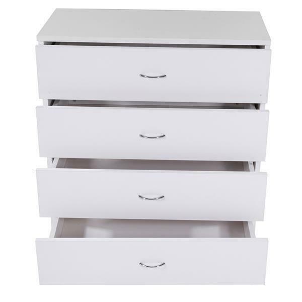 MDF Wood Simple 4-Drawer Dresser White - Image 3