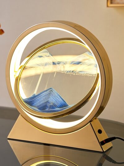 LED Light Creative Quicksand Table Lamp Moving Sand Art Picture 3D Hourglass Deep Sea Sandscape Bedroom Lamp