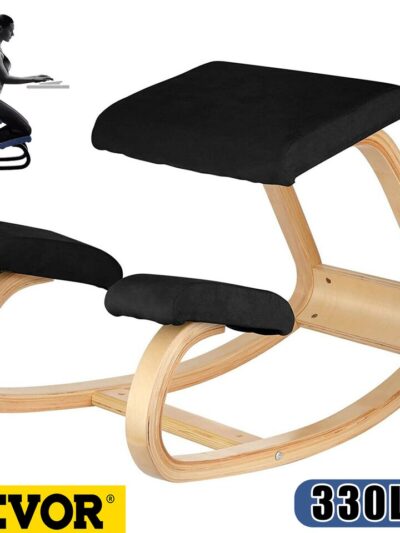 VEVOR Ergonomic Kneeling Chair W/ Thick Cushion Rocking Wood Kneel Stool Improve Posture Relieve