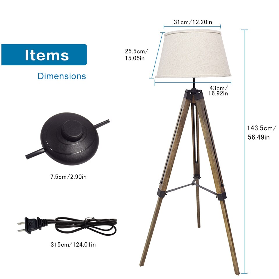 Depuley Nordic Vertical Gold USB Charging Floor Lamp Pole Floor Light Drum Shade - Image 6