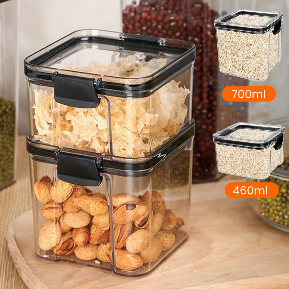Airtight Food Storage Container with Lids Clear Plastic Dry Food Canisters