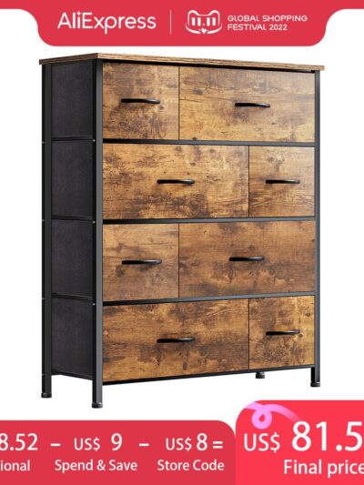EnHomee 2.5/5mm Bedroom wooden Dresser Storage Cabinet with 8 Drawers