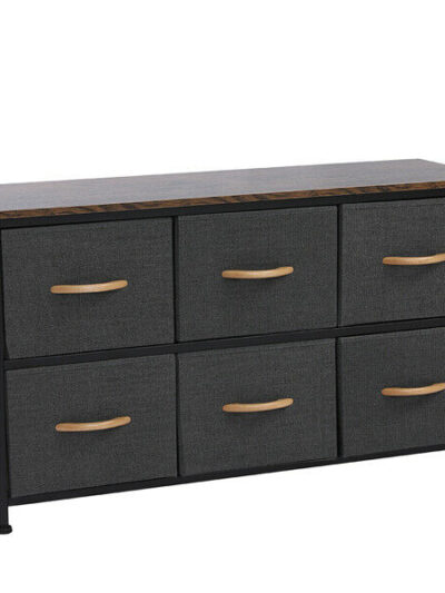 3-Tier Wide Drawer Dresser, Storage Unit with 6 Fabric Drawers and Metal Frame