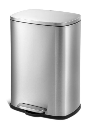 Qualiazero 13.2 Gallon Stainless Steel Trash Can Silver Step On Kitchen Garbage Can