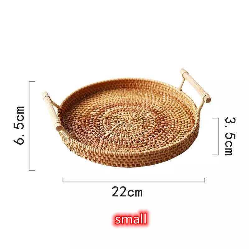 Hand-woven Rattan Wicker Basket Fruit Tea Snack Bread Cosmetic Rectangular Storage Box Household Kitchen Supplies - Image 3