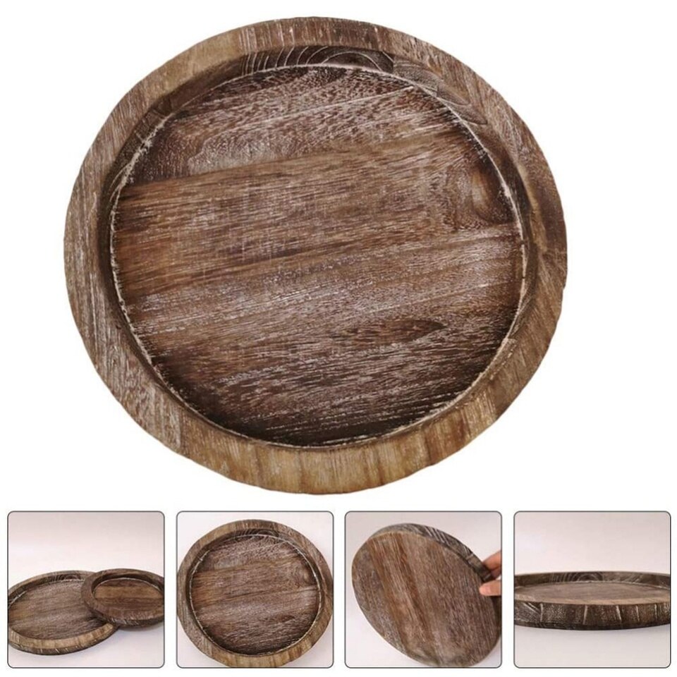 Rustic Wooden Tray Candle Holder Multi-purpose Tray Lightweight