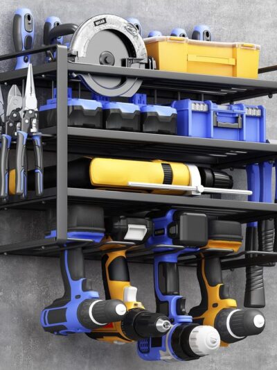 Removable 4-Layer Electric Tool Storage Rack for Wall Mounting