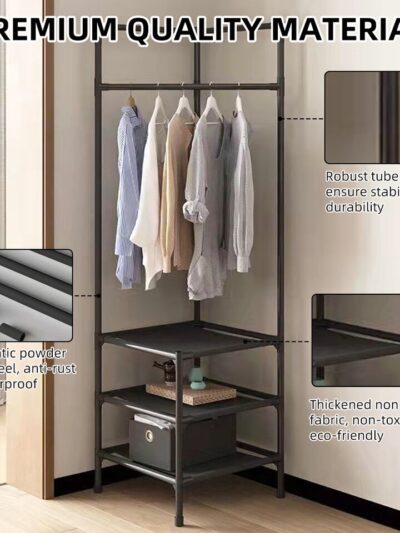 Corner Coat Rack Multi-function Floor Standing  Racks Removable Metal Clothing