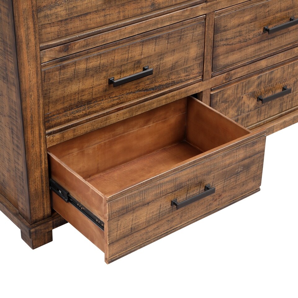 Home Modern Wooden Furniture Reclaimed Solid Wood Farmhouse 6 Drawers Wide Dresser Furniture For Bedroom Living Room Wardrobe - Image 5