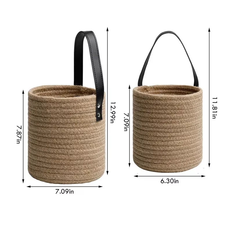2pcs Natural Cotton Rope Hanging Jute Wicker Basket For Plants or whatever you fancy - Image 2